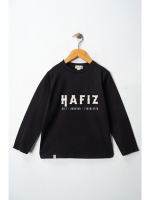 Dekim Moda Erkek Çocuk Uzun Kollu Bisiklet Yaka "hafız" Baskılı Tişört Mevsimlik Pamuklu