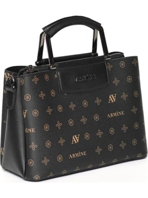 Armine 223 Siyah Baskılı El ve Omuz Çantası