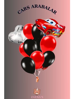 Zayna's Cars Arabalar Temalı Karakter Folyo Balon Seti Kalpli