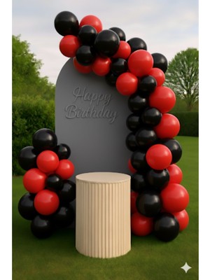 Zayna's 100 Adet Pastel Tonu Siyah-Kırmızı Renk 12INÇ Siyah Kırmızı Balon-Doğum Günü Parti Süsleri Balon