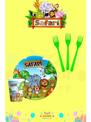 Zayna's Safari Temalı 32 Kişilik Extra Mini Doğum Günü Parti Seti
