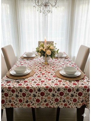 Wlaugh Sıvı ve Lekeye Dayanıklı 3D Baskılı Arı ve Çiçek Desenli Dertsiz Masa Örtüsü