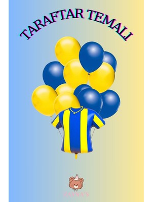 Zayna's Taraftar Temalı Sarı Lacivert Renkli Forma Folyo Balon Seti