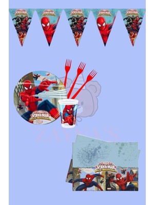 Zayna's Örümcek Adam Temalı 8 Kişilik Ekonomik Set - Doğum Günü Parti Seti Malzemeleri