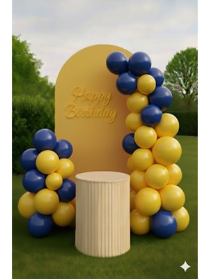 Zayna's 5 Adet Pastel Tonu Sarı-Lacivert Renk 5 Li 12INÇ Sarı Lacivert Balon-Doğum Günü Parti Süsleri Balon