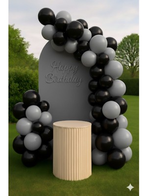Zayna's 50 Adet Pastel Tonu Siyah-Gri Renk 50 Li 12INÇ Siyah Gri Balon-Doğum Günü Parti Süsleri Balon