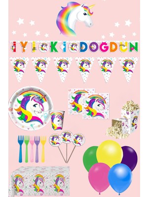 Zayna's Unicorn 8 Kişilik Lüks Doğum Günü Parti Malzemeleri Seti