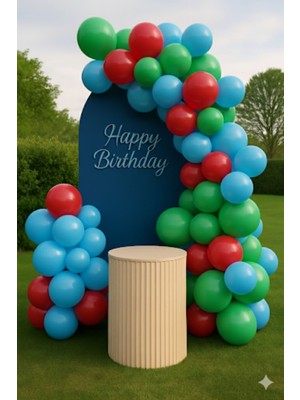 Zayna's 100 Adet Pastel Tonu Mavi-Kırmızı-Yeşil Karışık Renk 12INÇ Balon-Doğum Günü Parti Süsleri Balon