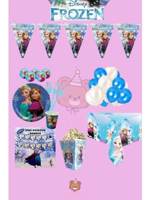 Zayna's Frozen Elsa Temalı 32 Kişilik Full Set - Doğum Günü Parti Seti Malzemeleri