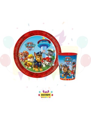 Zayna's Paw Patrol Temalı Karton Tabak ve Bardak Seti 16 Lı - Doğum Günü Parti Seti Malzemeleri