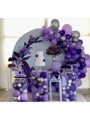 Zayna's 50 Adet Mor Lila Gri Konsept Doğum Günü
