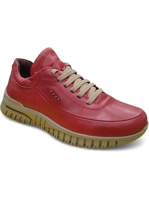 Mammamia 3505 Hakiki Deri Günlük Kadın Ayakkabı-Kırmızı