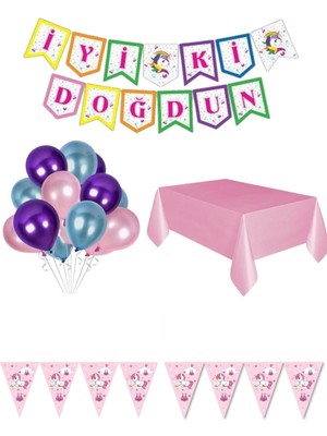 Zayna's Ünicorn Temalı Doğum Günü Süsleme Seti