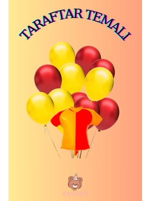 Zayna's Taraftar Temalı Sarı Kırmızı Renk Forma Şekilli Folyo Balon Seti