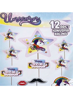 Zayna's Unicorn Konuşma Balonu 12 Adet