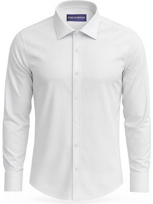 Plus Scorpion Erkek Beyaz Klasik Gömlek – Slim Fit, Düz Model, Şık Ofis & Günlük Kombin