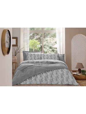 Özdilek Nevresim Takımı Pikeli  Ranforce  Çift Kişilik Grı Leaves