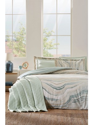 Özdilek Natural Marble Çift Kişilik Yatak Örtülü Nevresim Takımı Mint