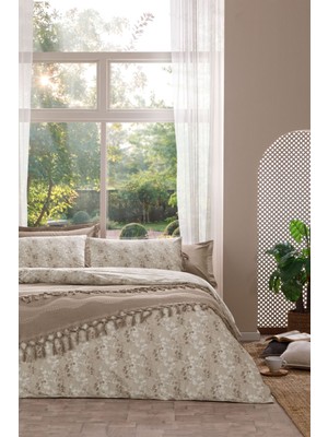 Özdilek Leaves Çift Kişilik Pikeli Nevresim Takımı Bej