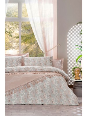 Özdilek Leaves Çift Kişilik Pikeli Nevresim Takımı Somon