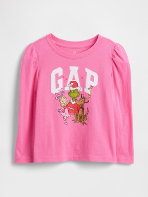 Gap Kız Bebek Pembe Dr. Seuss™ Puff Sleeve Logo T-Shirt