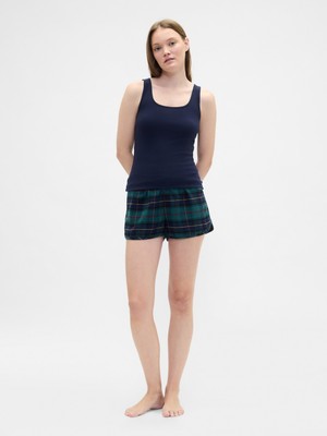 Gap Kadın Koyu Yeşil Flannel Pijama Şort