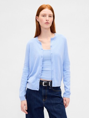 Gap Kadın Bebe Mavisi Cashsoft Crop Hırka