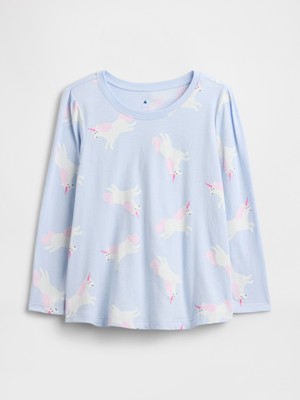 Gap Kız Bebek Açık Mavi Gap Puff Sleeve T-Shirt