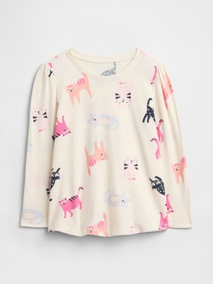 Gap Kız Bebek Krem Gap Puff Sleeve T-Shirt