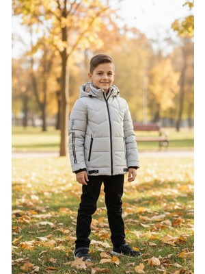 FullaModa Kapüşonlu Içi Kürklü Şişme Erkek Çocuk Mont