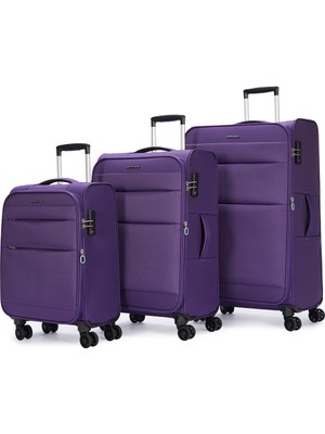 Pierre Cardin 4200 3'lü Set Ultra Light Hafif Lüx Kumaş Tekerlekli Valiz