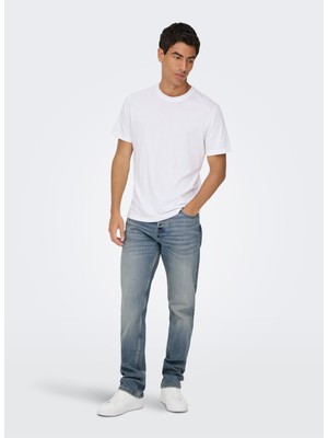 Only & Sons Orta Bel Regular Straight Açık Mavi Erkek Denim Pantolon Onsedge Performance Lb 3816 Dot Dnm