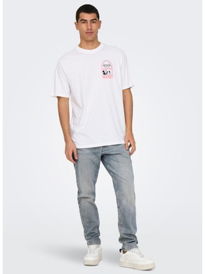 Only & Sons Mavi Erkek Rahat Taşlamalı Denim Pantolon Onsyoke Smoke Blue 3161 Dot Dnm Noo