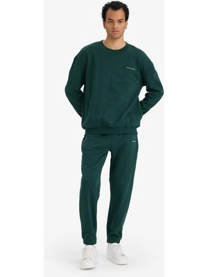DeFacto Boxy Fit 2'li Takım Bisiklet Yaka Baskılı Sweatshirt Eşofman Altı F9623AX25AU