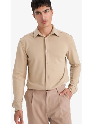 DeFacto Modern Fit Polo Yaka Pike Uzun Kollu Gömlek F0330AX25AU