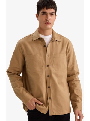 DeFacto Regular Fit Polo Yaka Gabardin Uzun Kollu Gömlek G5341AX25WN