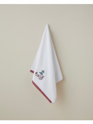 English Home Twinkle Tree Pamuk Nakışlı Yüz Havlusu 50X80 cm Beyaz