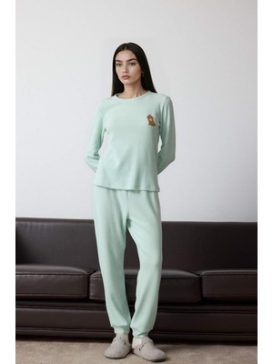 DeFacto Pijama Takımı Regular Fit Waffle Uzun Kollu Üst Uzun Alt G1354AX25AU