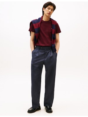 Tommy Hilfiger Bisiklet Yaka Kırmızı Erkek T-Shirt MW0MW33202XIH_LUXURY Interlock Tee