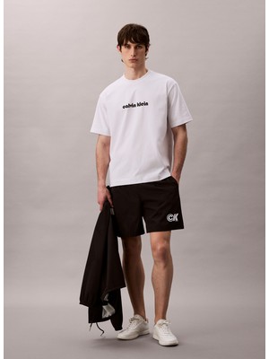 Calvin Klein Jeans Classic Fit Siyah Erkek Şort LV04RC601GUB1 Nylon Logo Drawstrıng