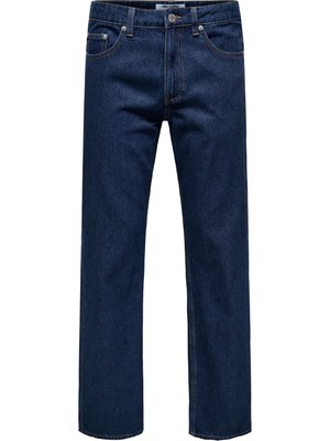 Only & Sons Orta Bel Rahat Koyu Mavi Erkek Denim Pantolon Onsedge Straıght 4618 Ey Box Pım J