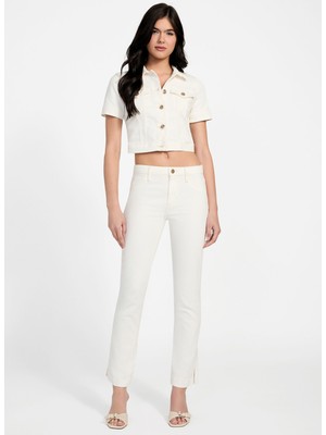 Guess Yüksek Bel Skinny Paça Slim Fit Krem Kadın Denim Pantolon Audrey Kadın Slim Fit Jean