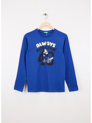 Benetton Baskılı Saks Erkek Çocuk T-Shirt 3JERC10QO