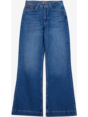 Lee Cooper Sandy Yüksek Bel Geniş Paça Kesim Geniş Paça Francesca Light Kadın Jean Pantolon