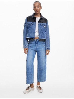 Desigual Yüksek Bel Düz Paça Standart Mavi Kadın Denim Pantolon 25WWDD17