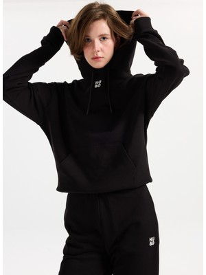 Hugo Kapüşon Yaka Siyah Kadın Sweatshırt 50522423