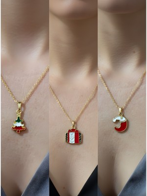 NKT Collection Yeni Yıl Üçlü Kombin Altın Kaplama Kolye Seti