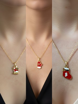 NKT Collection Yeni Yıl Üçlü Kombin Altın Kaplama Kolye Seti