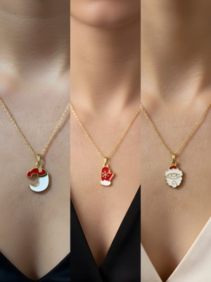 NKT Collection Yeni Yıl Üçlü Kombin Altın Kaplama Kolye Seti