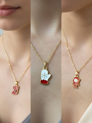 NKT Collection Yeni Yıl Üçlü Kombin Altın Kaplama Kolye Seti